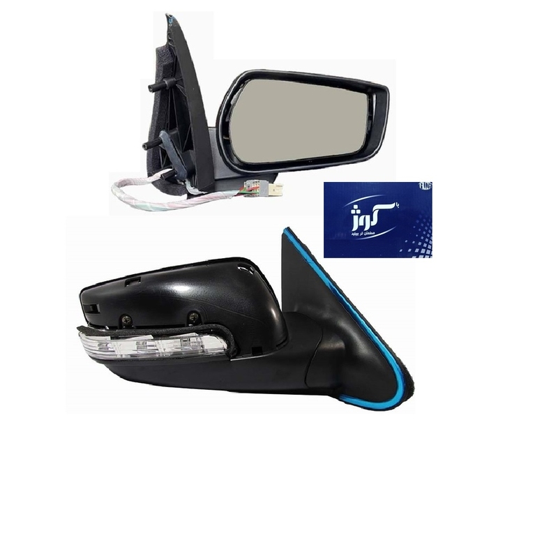 آينه-برقي-پژو-پارس-راهنمادار-راست-سوکت-قديم-کوژ